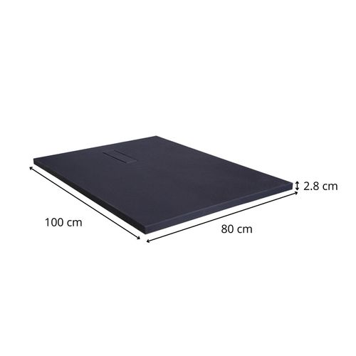 Receveur De Douche Soma Aspect Pierre Extra-plat Gris Anthracite - Bonde Incluse