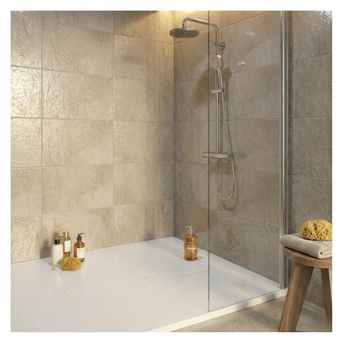 Receveur De Douche Soma Aspect Pierre Extra-plat Blanc