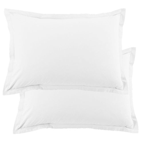 Lot De 2 Taies D'oreiller 50x70 Cm Coton 57 Fils Blanc