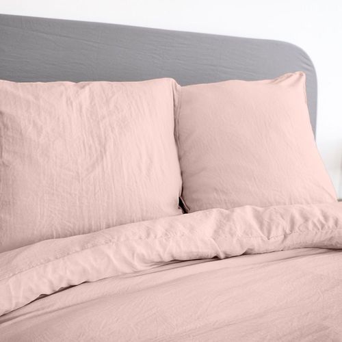 Housse De Couette 220x240 Cm + Taies D'oreiller, Microfibre Lavé, Rose Poudré