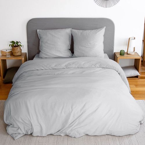 Housse De Couette 240x260 Cm + Taies D'oreiller, Microfibre Lavé, Gris Perle