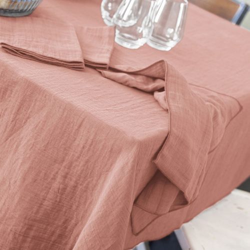 Nappe Rectangle 150x350 Cm Gaze De Coton Rose