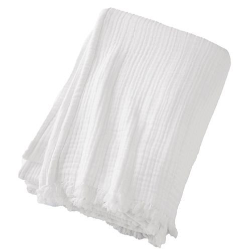 Plaid à Franges 130x160 Cm Gaze De Coton Chantilly