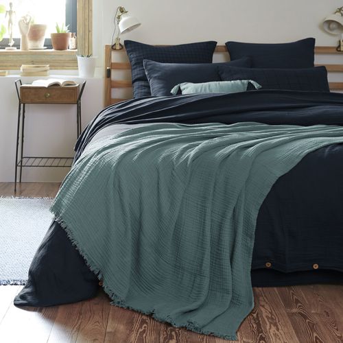 Plaid à Franges 130x160 Cm Gaze De Coton Canard