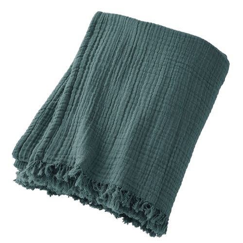 Plaid à Franges 130x160 Cm Gaze De Coton Canard