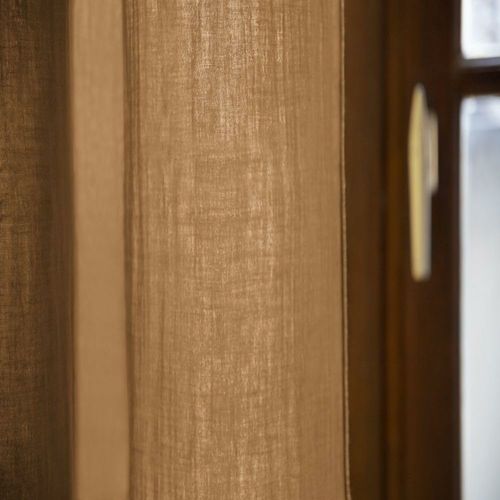 Rideau Ajustable + 8 Anneaux Pince Gaze De Coton Luxe 140 X 300 Cm Gaia Camel