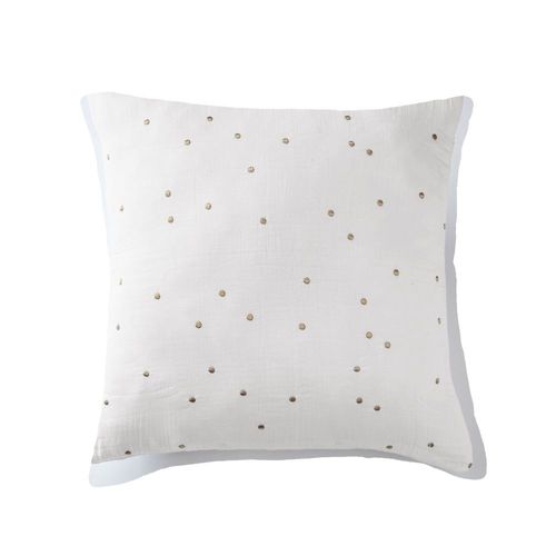 Taie D'oreiller 60x60 Cm Gaze De Coton à Pois Brodés Chantilly