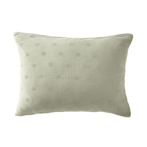 Taie D'oreiller 50x70 Cm Gaze De Coton à Fleurs Vert D'eau