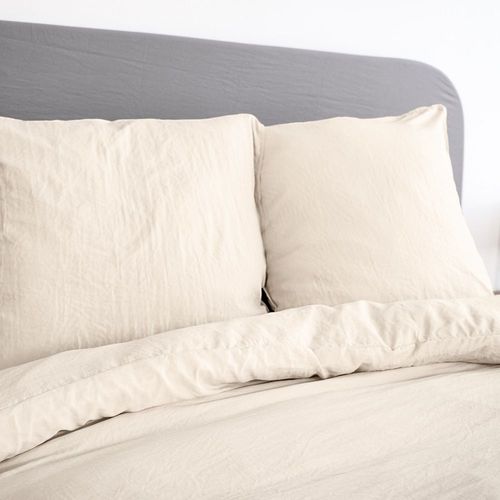 Housse De Couette 240x260 Cm + 2 Taies 100% Microfibre Lavé Sable