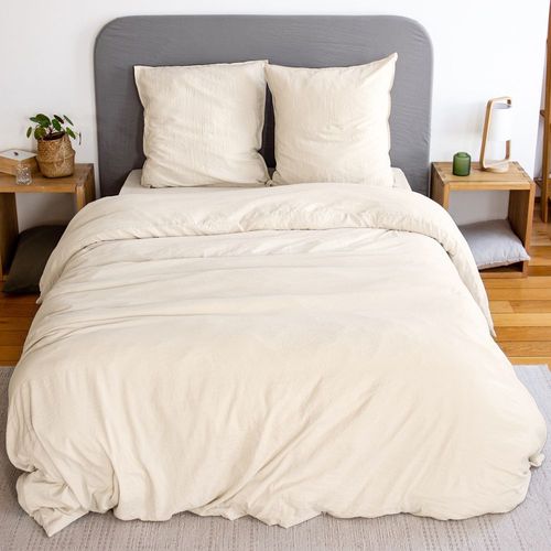 Housse De Couette 240x260 Cm + 2 Taies 100% Microfibre Lavé Sable