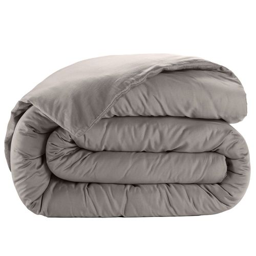 Housse De Couette 220x240 Cm Satin De Coton Gris Clair