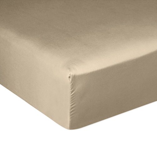 Drap Housse 160x200 + 30 Cm Satin De Coton Beige