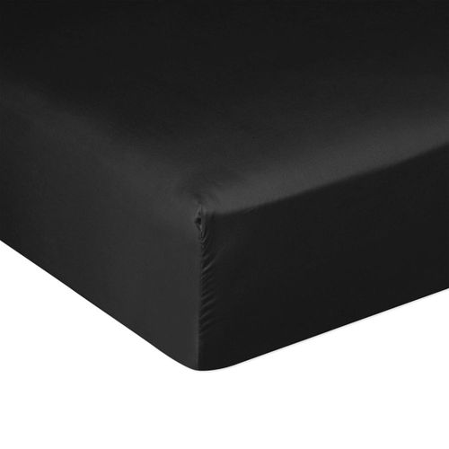 Drap Housse 180x200 + 30 Cm Satin De Coton Noir