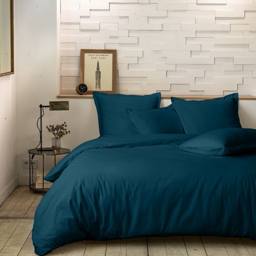 Taie D'oreiller 65x65 Cm Percale De Coton Bleu Imperial