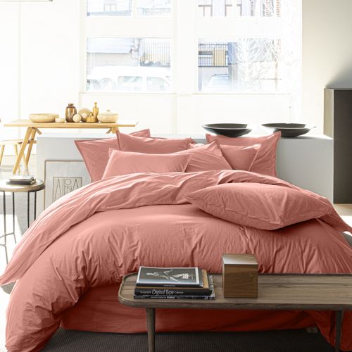 Housse De Couette 220x240 Cm Percale De Coton Rose Poudré