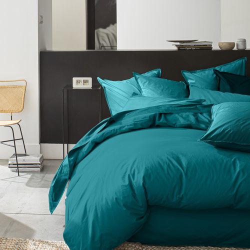 Housse De Couette 240x260 Cm Percale De Coton Bleu Canard