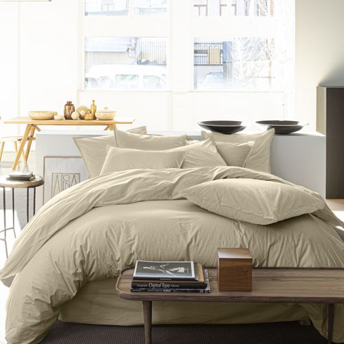 Housse De Couette 220x240 Cm Percale De Coton Ecru Naturel
