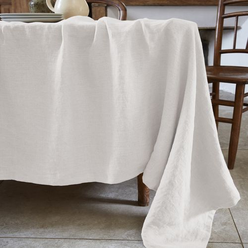Nappe Rectangle 170x350 Cm Lin Français Craie