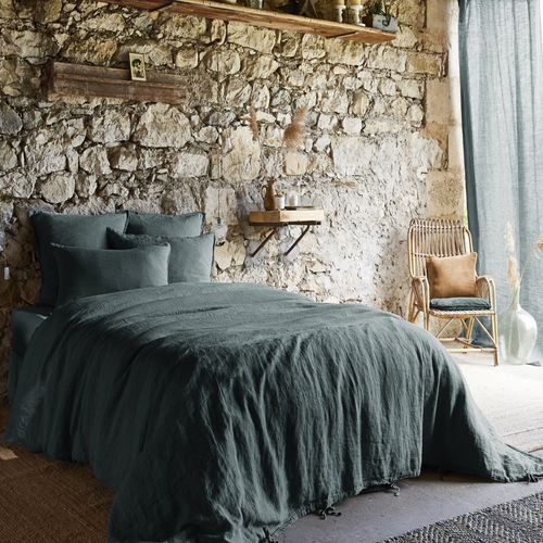 Housse De Couette 240x260 Cm Lin Français Ardoise