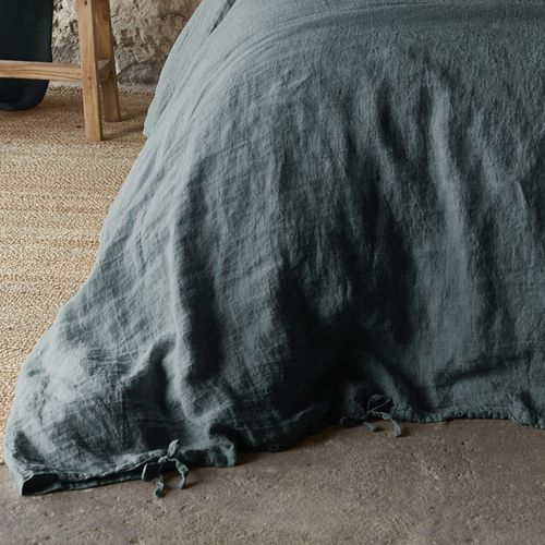 Housse De Couette 240x260 Cm Lin Français Ardoise