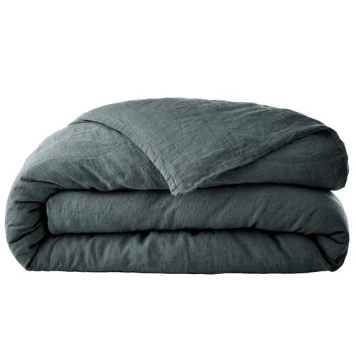 Housse De Couette 240x260 Cm Lin Français Ardoise