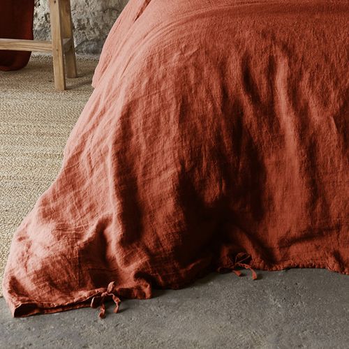 Housse De Couette 220x240 Cm Lin Français Paprika