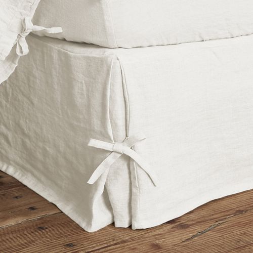 Cache Sommier 160x200 Cm Lin Français Craie