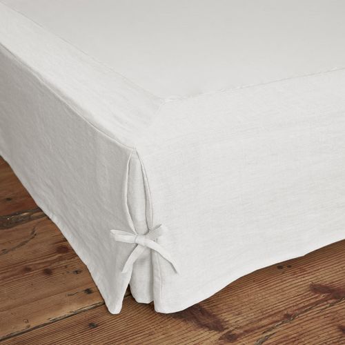 Cache Sommier 160x200 Cm Lin Français Craie