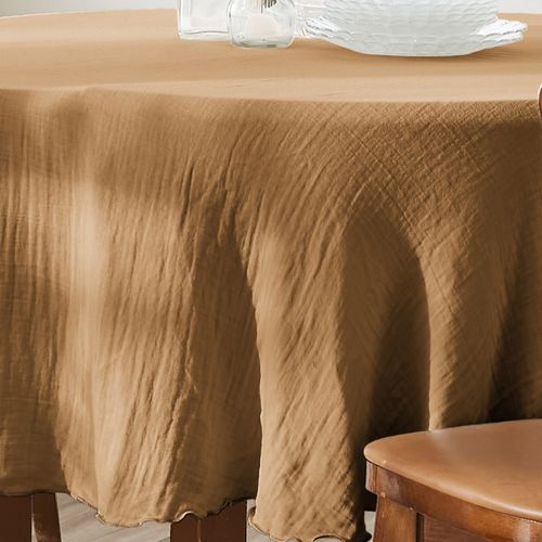 Nappe Ronde 180x180 Cm Gaze De Coton Camel