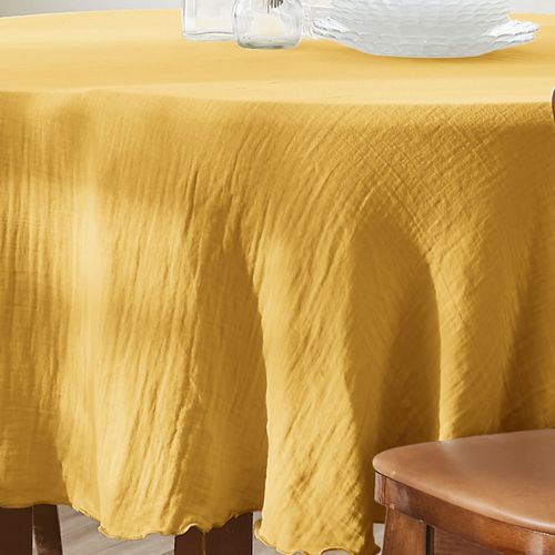 Nappe Ronde 180x180 Cm Gaze De Coton Safran