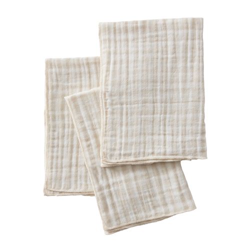 Lot De 3 Serviettes 40x40 Cm Gaze De Coton Quadri Naturel