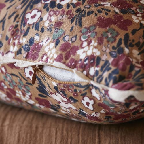 Coussin Avec Croquet 40x40 Cm Gaze De Coton Nora Camel