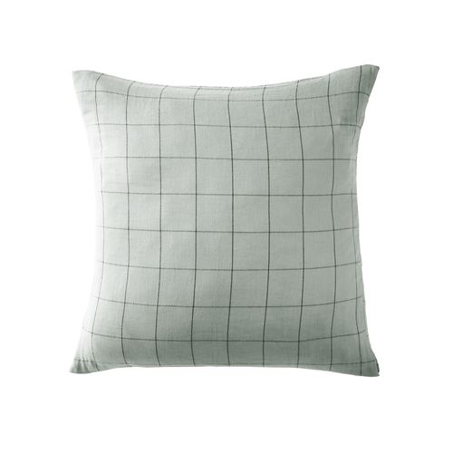 Taie D'oreiller 60x60 Cm Gaze De Coton à Grands Carreaux Eucalyptus
