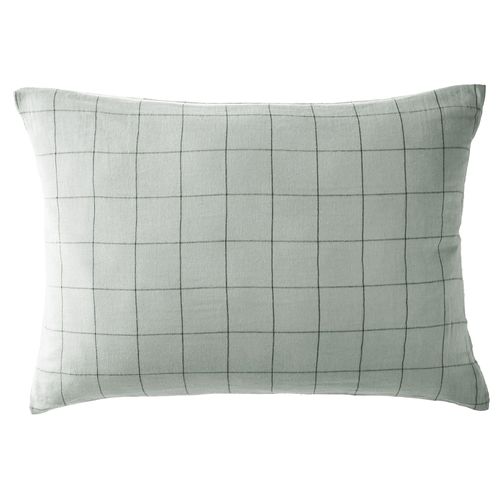 Taie D'oreiller 50x70 Cm Gaze De Coton à Grands Carreaux Eucalyptus