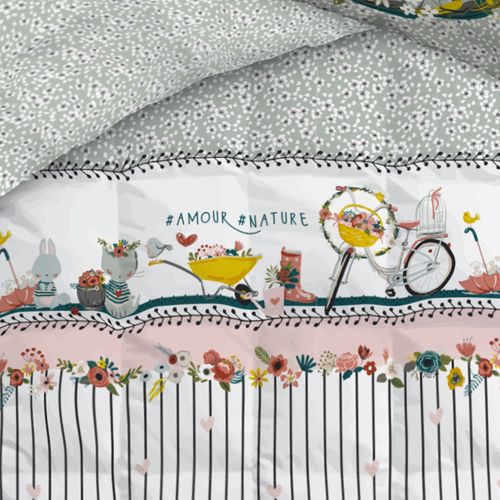 Couette Imprimée 140x200 Cm Coton Jardinage