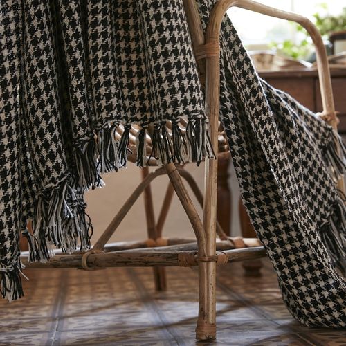 Plaid à Franges 180x220 Cm Polyéthylène Téréphtalate Gaspard