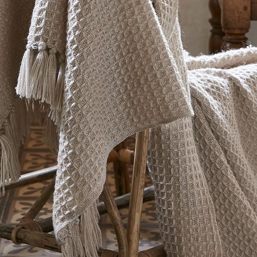 Plaid à Franges 130x160 Cm Polyéthylène Téréphtalate Pampa