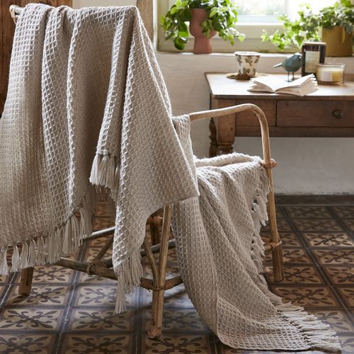 Plaid à Franges 130x160 Cm Polyéthylène Téréphtalate Pampa