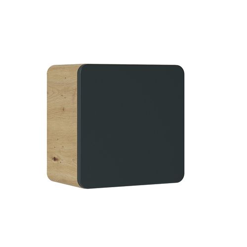 Caisson Meuble Haut De Salle De Bain - Chêne Artisanal Doré Et Noir Mat - L35-h35-p22 - Arriba