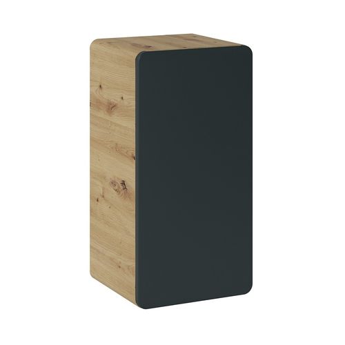 Caisson Meuble Bas De Salle De Bain - Chêne Artisanal Doré Et Noir Mat - L35-h65-p32 - Arriba