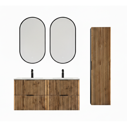 Ensemble Meubles 120 Cm - Lavabo - Colonne - Miroirs LED - Wotania