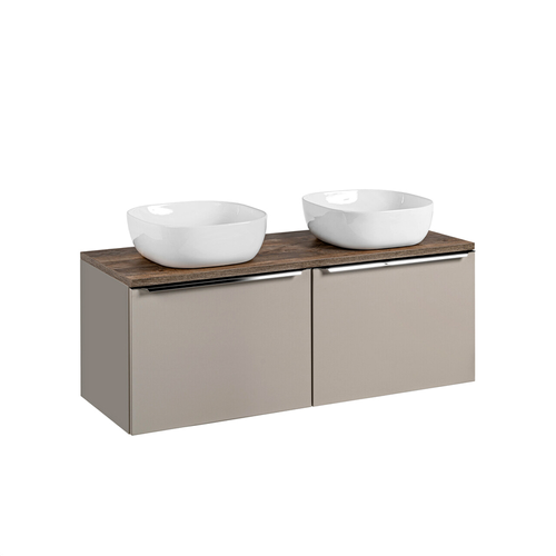 Meubles Sous Vasque - 180 Cm - Avec 2 Vasques à Poser Et Plan - Bold Taupe
