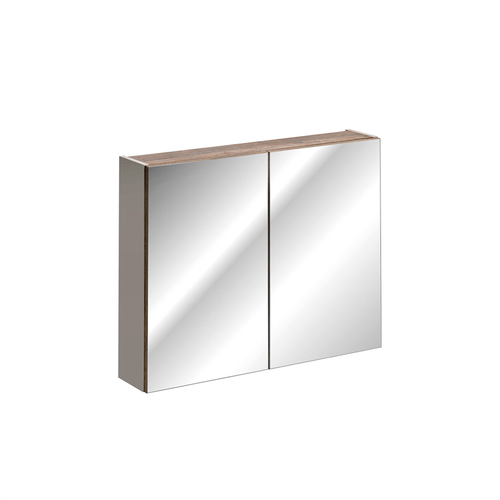Meubles De Salle De Bain - 180 Cm - 2 Vasques + Plan - Colonne - 2 Meubles Miroirs LED - Bold Taupe