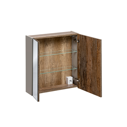 Armoire Murale De Salle De Bain - 60 Cm - Avec Miroir - 2 Portes - Bold Taupe