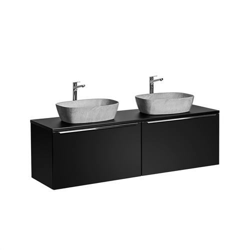 Meubles De Salle De Bain - 180 Cm -  2 Vasques - Colonne - 2 Miroirs LED - Bold Black