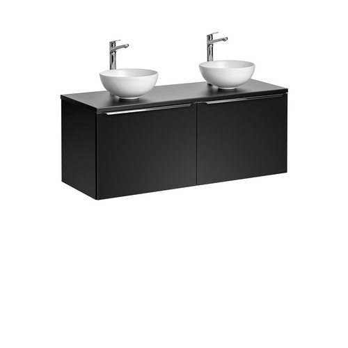 Meubles Sous Vasque - 120 Cm - 2 Vasques Et Plan - Bold Black