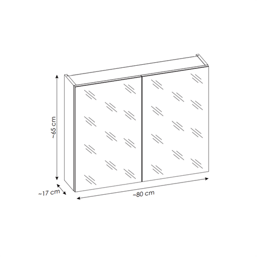 Armoire Murale De Salle De Bain - 80 Cm - Avec Miroir - 2 Portes - Bold Black
