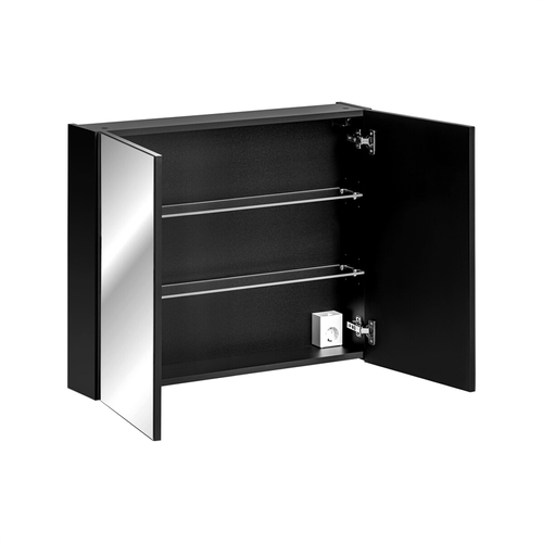 Armoire Murale De Salle De Bain - 80 Cm - Avec Miroir - 2 Portes - Bold Black