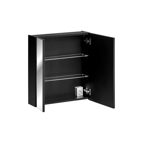 Armoire Murale De Salle De Bain - 60 Cm - Avec Miroir - 2 Portes - Bold Black