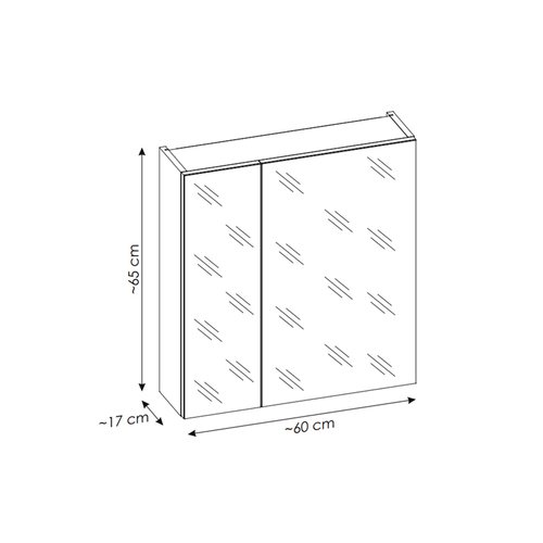 Armoire Murale De Salle De Bain - 60 Cm - Avec Miroir - 2 Portes - Bold Black
